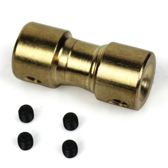 Copper Brass Tone 2Pcs 20mm Length 9mm Dia 2mm to 2.3mm Bore Rigid Coupling